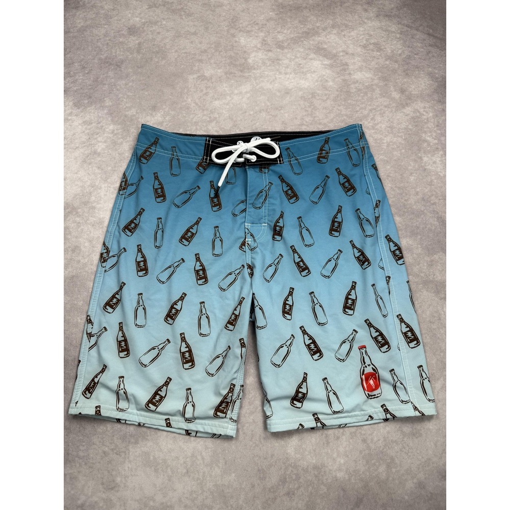 Toes on the Nose Board‎ Shorts Mens 34 Bottle Print Swim Trunks California USA